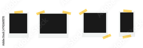 Set of polaroid photo frame paper with tape illustration vector