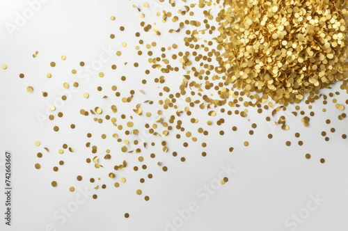 Golden Confetti Celebration on Light Background