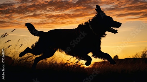 pet dog running silhouette