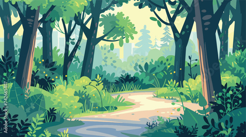 Nature park or forest illustration vector photo