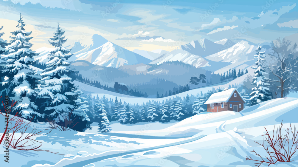 Winter North pole Arctic illustration vector