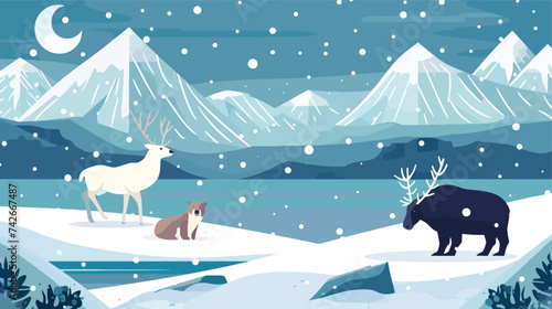 Winter North pole Arctic illustration vector