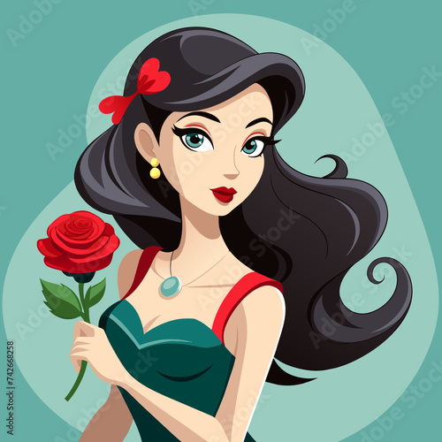 Beautiful girl with Rose illustration 