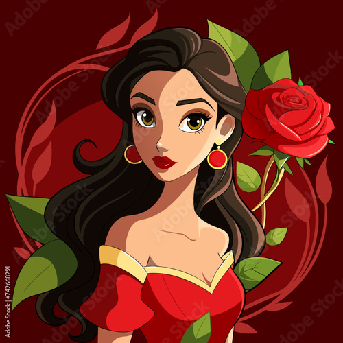 Beautiful girl with Rose illustration 