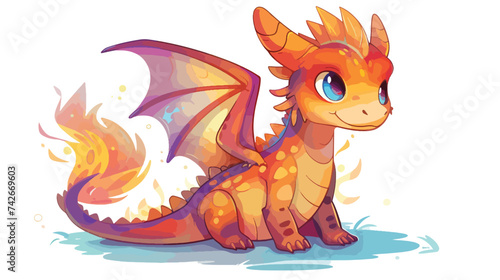 Baby fire dragon illustration vector