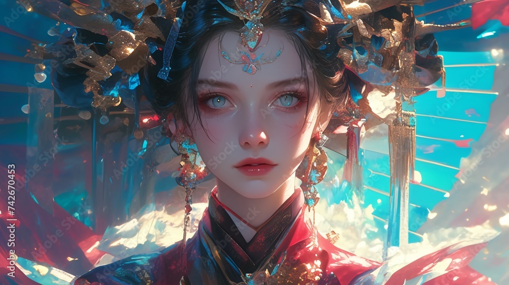 Regal Splendor: Anime Chinese Hanfu Princess Queen in a Fantasy Realm ...