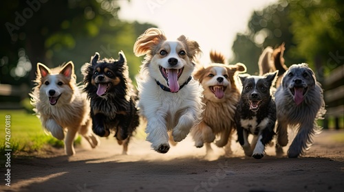 joyful dogs having fun
