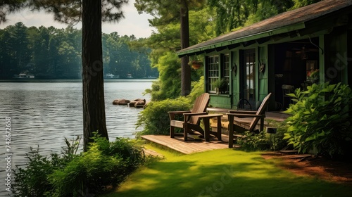 nature lake cabin summer