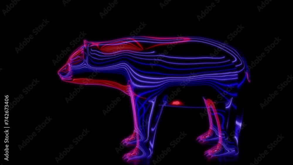 Rendering 3D animation, VISUAL EFFECTS Cartoon Clay Bear on a black background Rendering 3D animation, VISUAL EFFECTS Cartoon Clay Bear on a black background