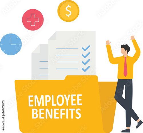 Employee Benefits and payroll, Employee wages or employees salaries benefits, insurance or salary increments concept,
