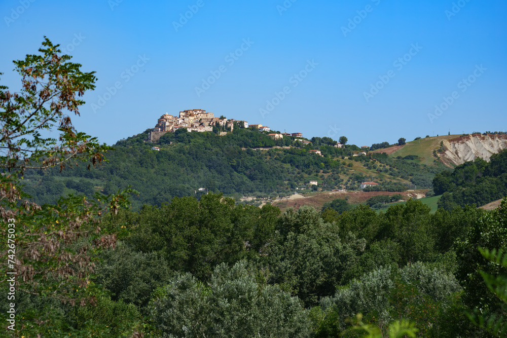 Country landscape in Abruzzo between Penne and Teramo at summer