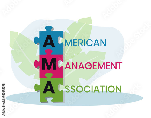 AMA, American Management Association. Concept with keywords and icons. Flat vector illustration. Isolated on white background.
