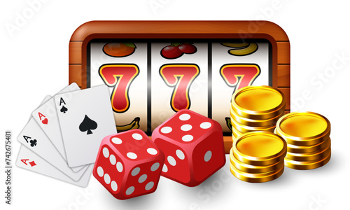 Casino illustration. Vector 3D elements on the theme of casinos and gambling.