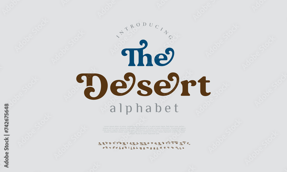 Desert elegant alphabet font. Minimal technology typography, Creative urban sport fashion futuristic font and with numbers. vector illustration Desert elegant alphabet font. Minimal technology typography, Creative urban sport fashion futuristic font and with numbers. vector illustration