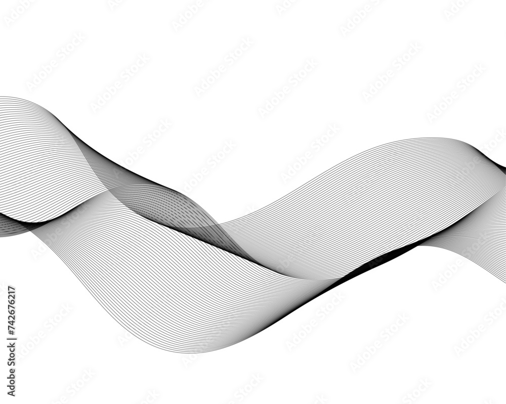 Fototapeta premium Technology and business wave lines on transparent background. Vector curve wave line seamless pattern. Gray curved line for banner design and frequency sound wave line. Future technology concept.