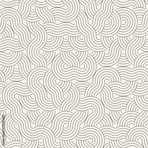 Vector seamless pattern. Repeating geometric elements. Stylish monochrome background design.