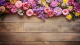 spring flowers wood background