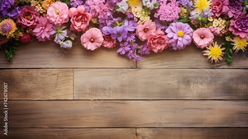 spring flowers wood background