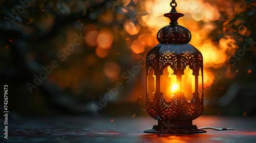 Lantern with beautiful bokeh background. Ramadan Kareem.