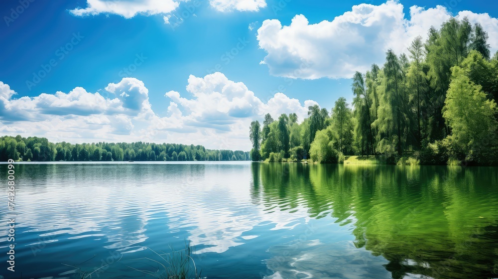 Naklejka premium outdoors lake banner