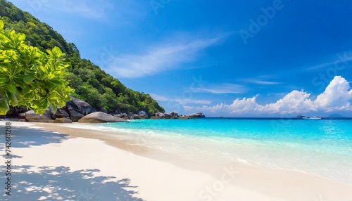 beautiful tropical white sand beach in summer at similan island phang nga thailand photo