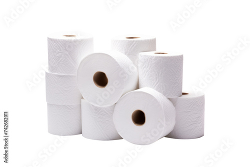 Pile of toilet paper isolated on transparent background.
