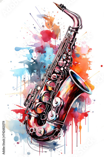 Jazz Essence - Saxophone in Bold Watercolor photo