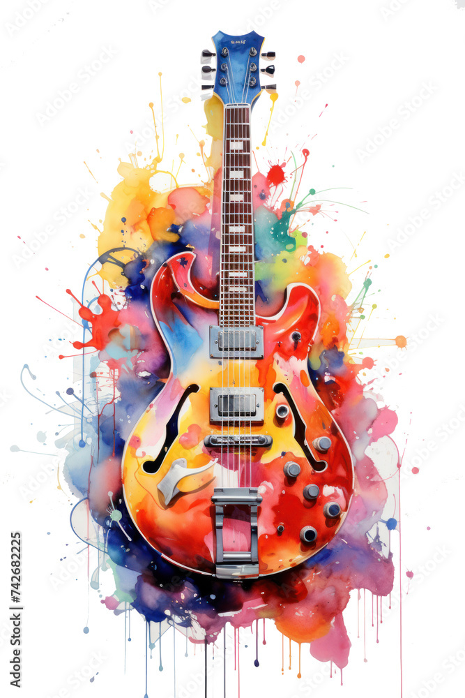Resonance of Colors - Acoustic Guitar with Watercolor Splash