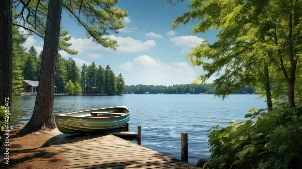 Obraz premium relaxation lake boat dock
