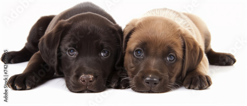 two puppies of puppies on white background