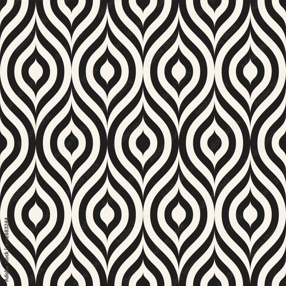 Fototapeta premium Vector seamless pattern. Repeating geometric elements. Stylish monochrome background design.