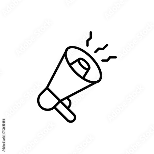 Megaphone outline icons, minimalist vector illustration ,simple transparent graphic element .Isolated on white background