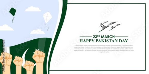 Vector illustration of Pakistan Day social media feed template