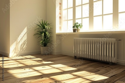 modern radiator in a sunny room
