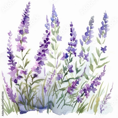 wildflowers and lavender in watercolor style. ai generated