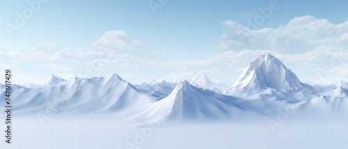 Snowy rocky mountains, minimal style. © Voilla
