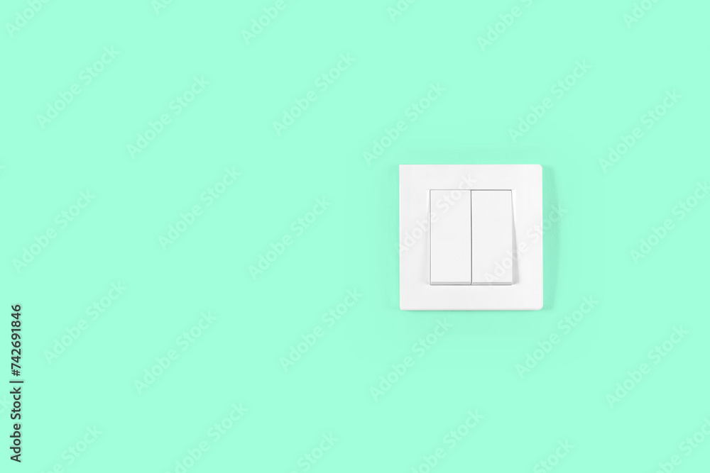 Light switch on Blue Green Wall On. Light switch on Blue Green Wall On.