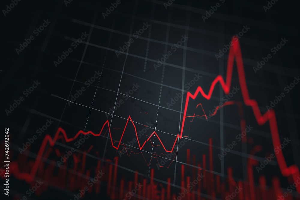Abstract Background Depicting Stock Market Trends with Upward and Downward Concepts