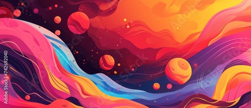 Colorful abstract background with bubbles and waves