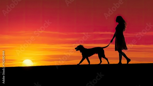 outdoors silhouette walking dog photo