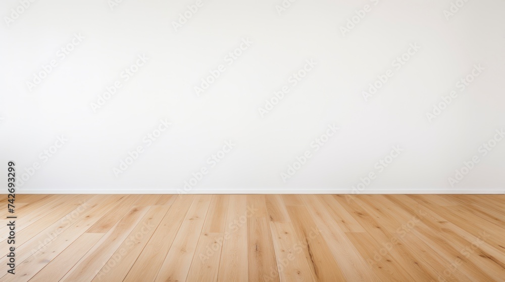 Empty room with wooden floor and white wall. Empty room with wooden floor and white wall.