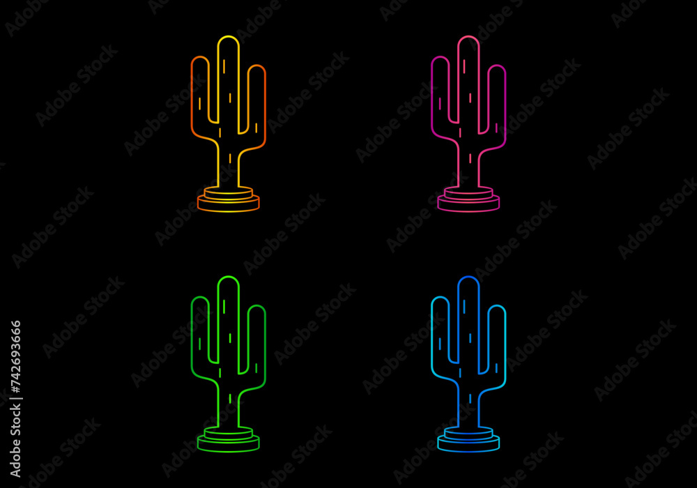 Full color cactus concept line art Full color cactus concept line art