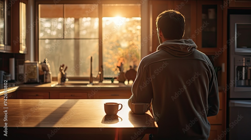 wake person home morning coffee