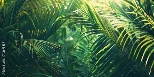 Tropical nature abstract background. Summer and environment concept. Generative ai. photo