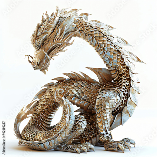 Rendering of a fantasy dragon isolated on white background 
