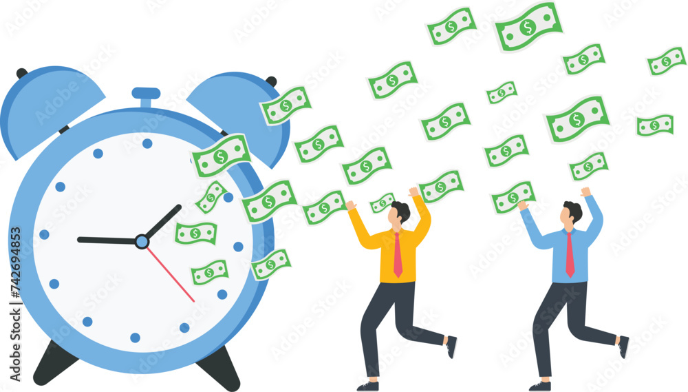 Lot of money flying out of the clock, Time is money and efficient work for the businessmen to get more money concept,
Lot of money flying out of the clock, Time is money and efficient work for the businessmen to get more money concept,