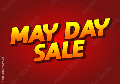 May day sale. Text effect in 3D look effect with eye catching colors