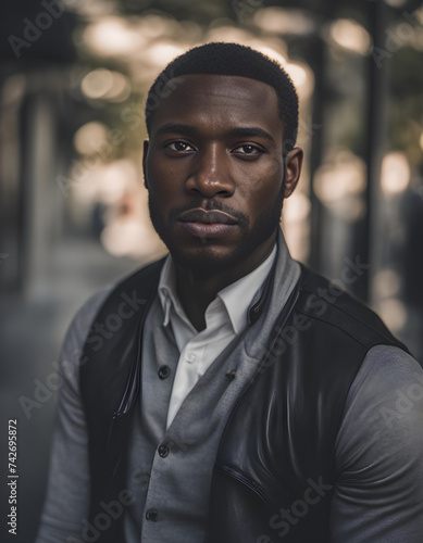 Portrait of a Handsome African American Man - Stock Image