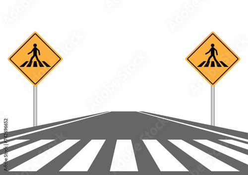 Crosswalk. Pedestrian Crossing Road. Zebra Crossing. Vector Illustration. 