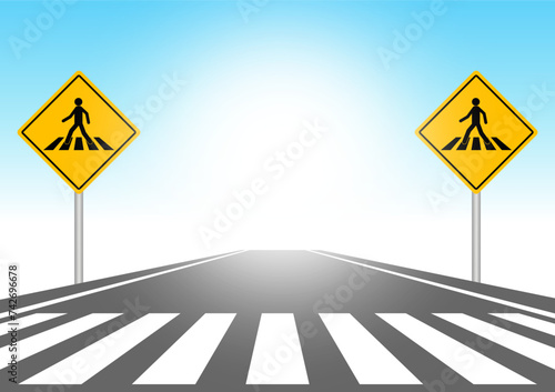 Crosswalk. Pedestrian Crossing Road. Zebra Crossing. Vector Illustration. 